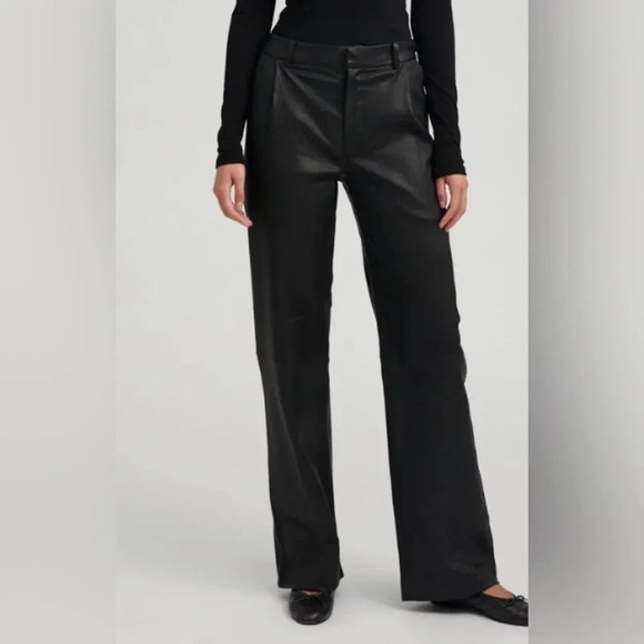 SPRWMN Leather Straight Leg Trousers Black Size Small - Picture 1 of 8